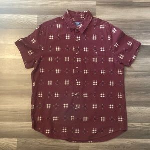 Topman Burgundy Short Sleeve Button Down